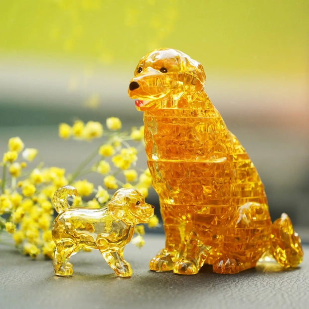 Golden Retriever & Puppy Dog 3D Crystal Puzzle